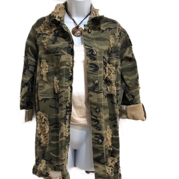 distressed camo jacket
